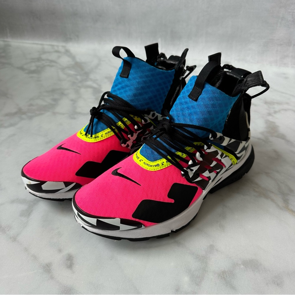 RARE NIKE AIR PRESTO MID UTILITY X ACRONYM Racer Pink / Photo Blue US 8 EU 41